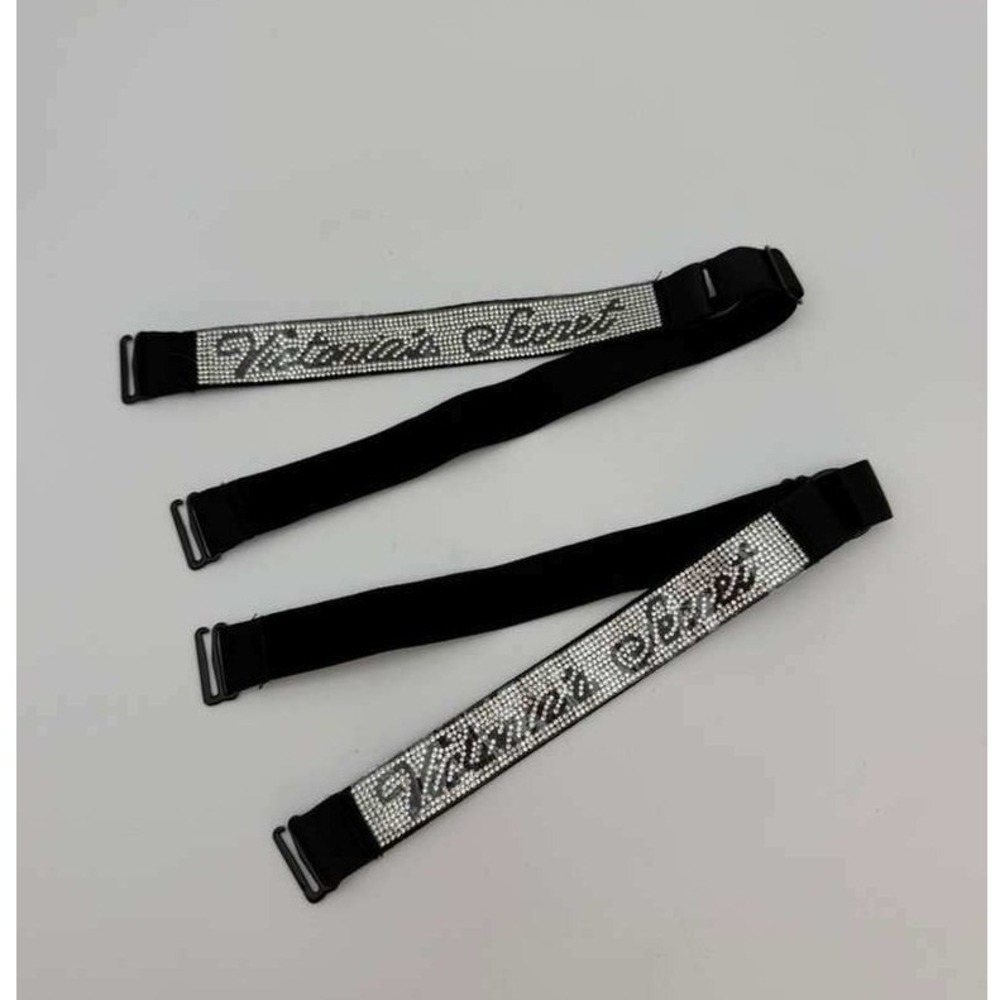 Victoria's Secret Rhinestone Bra Straps Bling Crystal Adjustable Black